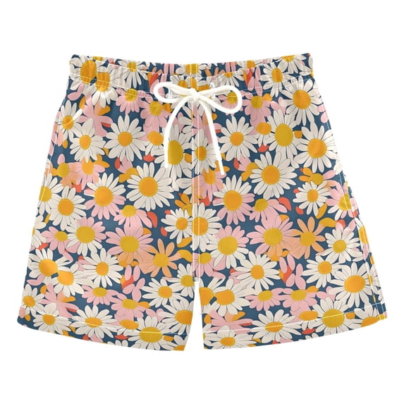 Flower Pattern Swim Trunks Quick Dry Beach Pool Board Shorts Lightweight Stylish Print Sizes 2T to XL