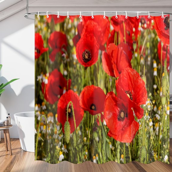 Flower Pattern Themes Shower Curtain for Bathroom Shower Curtain Set with 12 Hooks Waterproof Fabric Bath Curtain for Bathtub Restroom Decor, 72 X 72 in