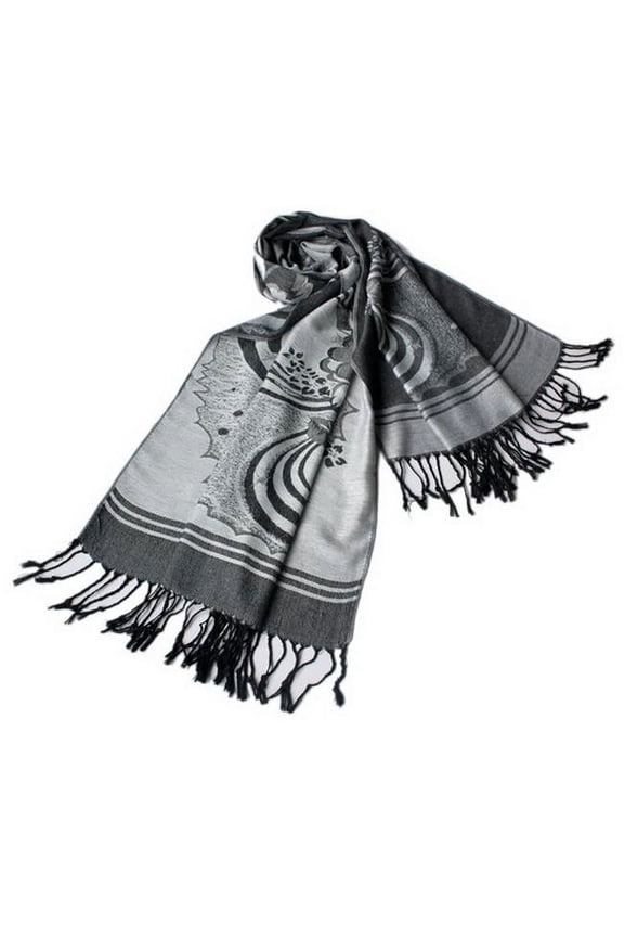 Flower Pattern Woven Pashmina - Off-white Base