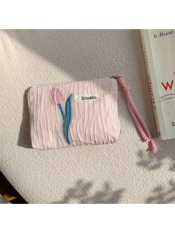 Flower Pattern Zipper Pouch Women Coin Key Money Storage Bag Small Cotton Coin Wallet