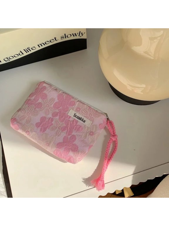 Flower Pattern Zipper Pouch Women Coin Key Money Storage Bag Small Cotton Coin Wallet