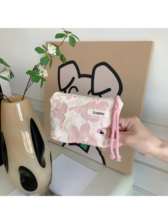 Flower Pattern Zipper Pouch Women Coin Key Money Storage Bag Small Cotton Coin Wallet