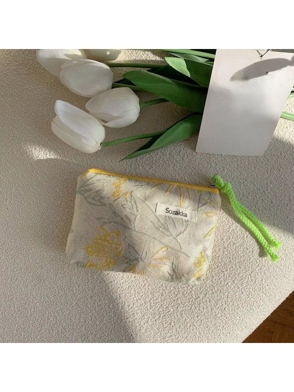 Flower Pattern Zipper Pouch Women Coin Key Money Storage Bag Small Cotton Coin Wallet