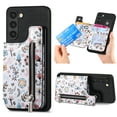 thumbnail image 1 of Flower Pattern Zipper Wallet Case for Samsung Galaxy S25 Plus with Card Slots & Kickstand & RFID Blocking, Slim PU Leather Flip Case for Women Girls, Shockproof Magnetic Car Mount Cover, Black, 1 of 9