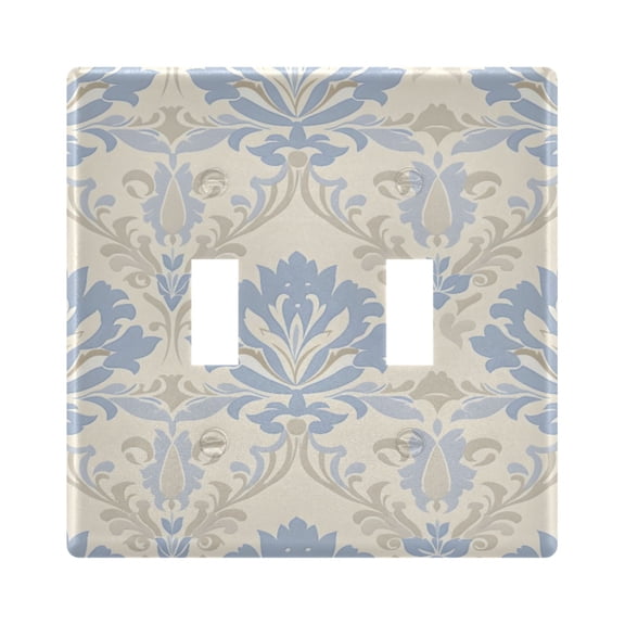 Flower Pattern in Light Blue and Beige Light Switch Cover Electrical Outlet Cover Replaceable Wall Plates 2-Gang