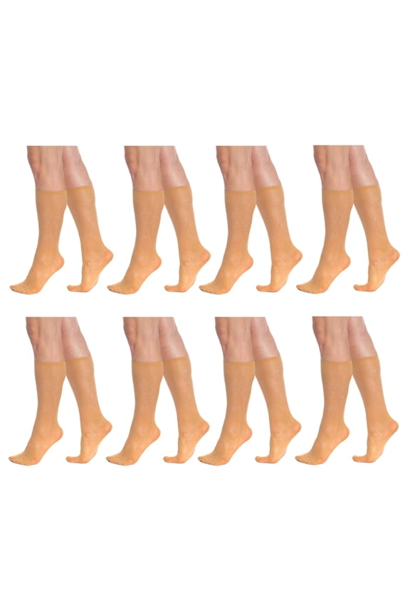 Flower Patterned 6 Pairs Sheer Knee Socks for Women 15 Denier Stay up Band (Skin) from M.O.S