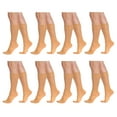 thumbnail image 1 of Flower Patterned 8 Pairs Sheer Knee Socks for Women 15 Denier Stay up Band (Skin), 1 of 7