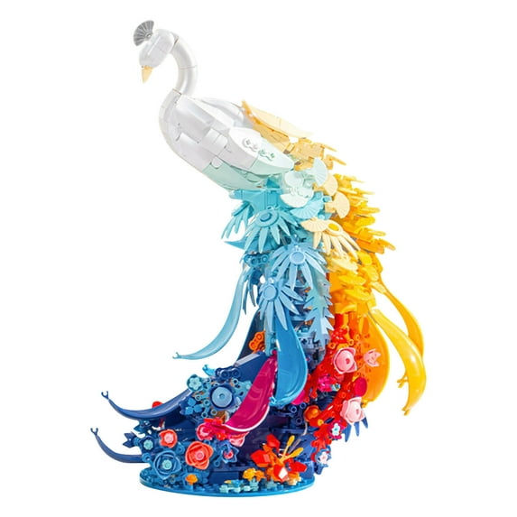 Flower Peacock Building Blocks, Educational STEM Toy, Light-up Animal Model Kit, Creative Construction Set, Developmental Learning Toy for 5-7 Years
