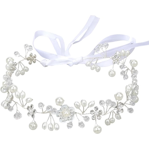 Flower Pearl Hair Pearls Beads Vine Headpiece Vintage Boho Fairy Bead Headband Bridal Jewelry Headbands for DIY Women Wedding Hair Dresses Birthday Party Accessories