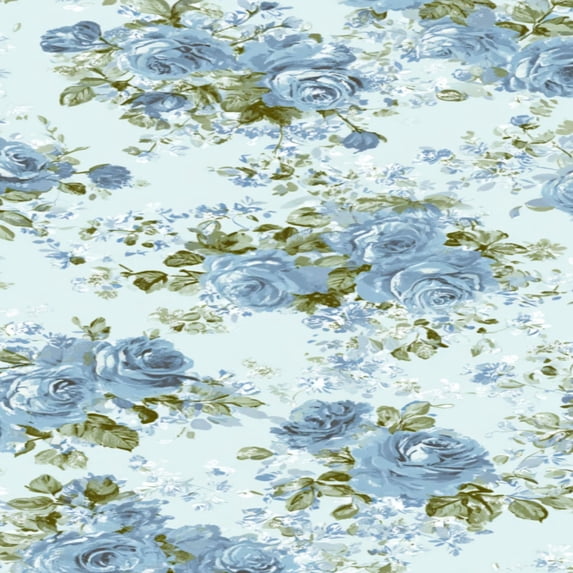 Flower Peel and Stick Wallpaper 17.7in x 9.8ft Blue Rose Floral Soft Green Accents Light Contact Paper Vinyl Waterproof Self Adhesive Wall Paper for Bedroom Shelf Cabinet Renter Friendly