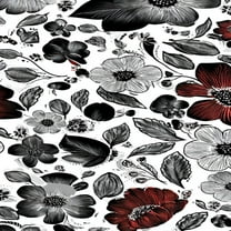 Flower Peel and Stick Wallpaper 23.6in x 9.8ft Black White Red Floral Bold Blossoms Leaves Contact Paper Vinyl Waterproof Self Adhesive Wall Paper for Bedroom Shelf Cabinet Renter Friendly