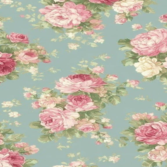 Flower Peel and Stick Wallpaper 23.6in x 9.8ft Vintage Floral Pink Roses Soft Green Leaves Blue Contact Paper Vinyl Waterproof Self Adhesive Wall Paper for Bedroom Shelf Cabinet Renter Friendly