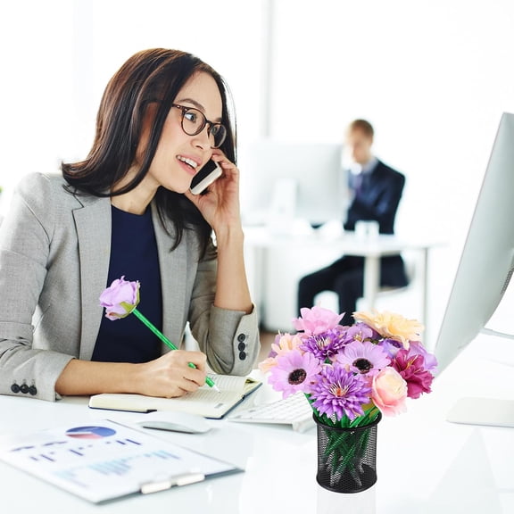 Flower Pens Mixed Purple Rose & Peony Ballpoint Pens, 16Pcs Bulk Pack - Valentine Day, Mother Day & Christmas Gifts for Her, Elegant Office & Wedding Supplies$$Office