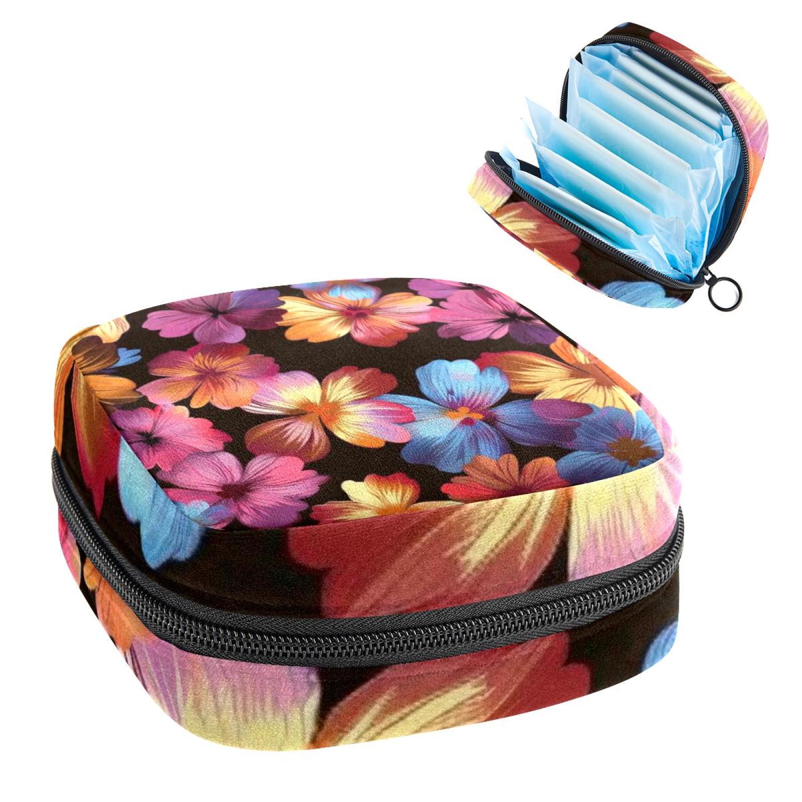 Flower Period Pouch Sanitary Napkin Purse, Small Zipper Cosmetic