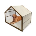 thumbnail image 1 of Flower Pet House, Dandelion Flower Pattern Botanical Cheering Happy Classical Illustration, Outdoor & Indoor Portable Dog Kennel with Pillow and Cover, 5 Sizes, Green Pale Pink White, by Ambesonne, 1 of 4