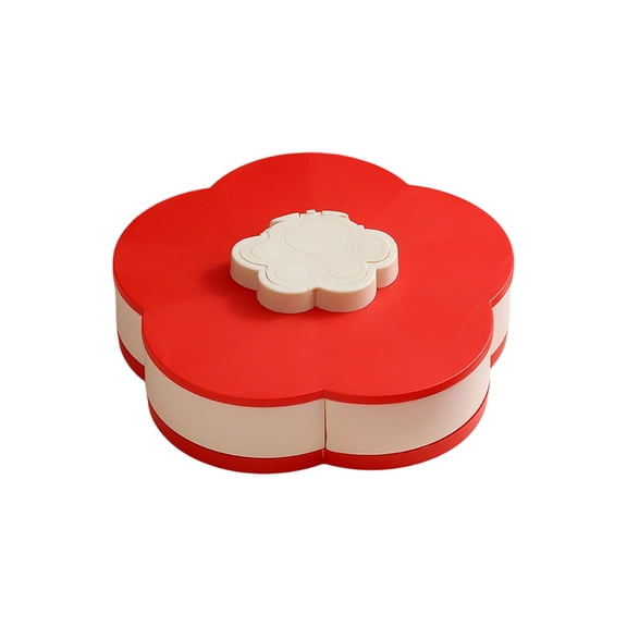 Flower Petal Shaped Rotating Snack Box With Lid Divided Compartment Serving Tray For Party Snacks