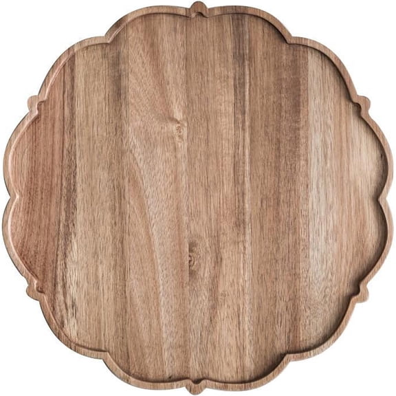 Flower Petals Wood Serving Tray, Scalloped Tray for Bread, Sushi, Fruit and Snacks, Handmade Wooden Serving Board for Parties and Home Decor, Housewarming Gift