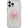 thumbnail image 1 of Flower Phone Case for iPhone 12 Pro Max, Cute Aesthetic Pink Tulip Clear Phone Cover for Women Girls, 1 of 7