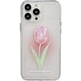 thumbnail image 1 of Flower Phone Case for iPhone 15 Pro Max, Cute Aesthetic Pink Tulip Clear Phone Cover for Women Girls, 1 of 12