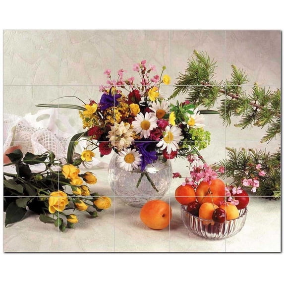 Flower Photo Ceramic Tile Mural Kitchen Backsplash Bathroom Shower, 404801-S54