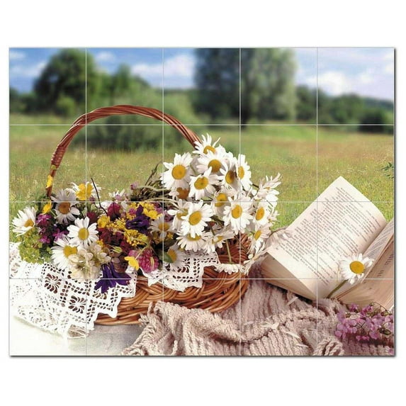 Flower Photo Ceramic Tile Mural Kitchen Backsplash Bathroom Shower, 404835-L54