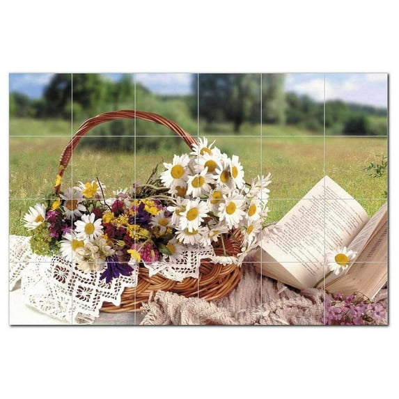 Flower Photo Ceramic Tile Mural Kitchen Backsplash Bathroom Shower, 404835-M64