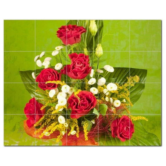 Flower Photo Ceramic Tile Mural Kitchen Backsplash Bathroom Shower, 404860-M54