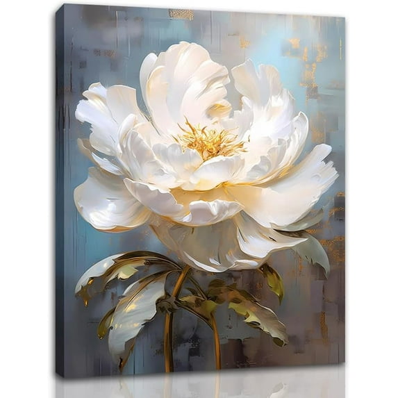 Flower Picture Decor Wall Art Canvas Print White Floral Poster Decoration Bedroom Bathroom12x15