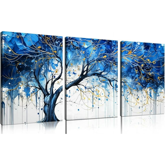 Flower Pictures Wall Art for Living Room - Modern Office Artwork Wall Decor - Black and White Canvas Wall Art for Bedroom Size 12" x 16" x 3 Pieces