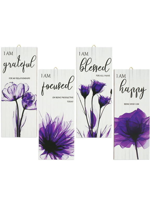 Flower Pictures Wall decor, IXTIX Set of 4 Elegant Tulip Flower Pictures Art Décor Modern Abstract Floral Artwork Decoration for Home Office Bedroom