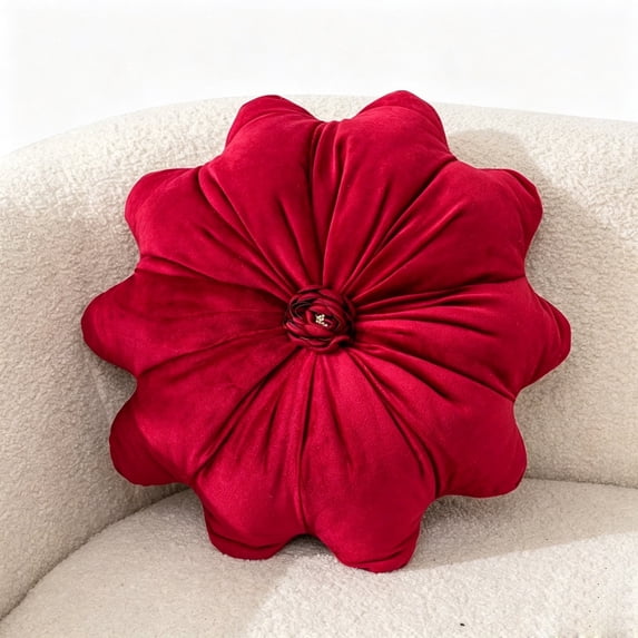 KOGITI Flower Pillow Cushion Round Decorative Throw Pillow,for Sofa Bed, Soft Round 15.7 Velvet