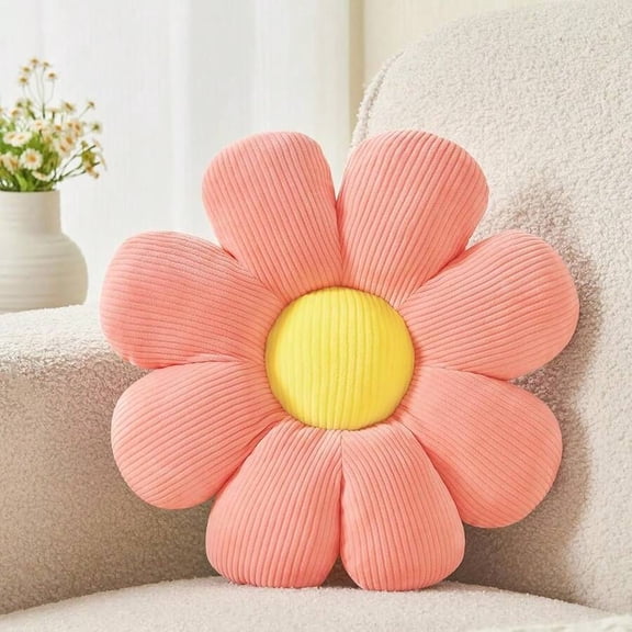 Flower Pillow,Cute Daisy Flower Shaped Throw Pillow For Home Decor,Soft Flower Throw Pillow Seating Cushion For Bedroom,Sofa,Couch (15.7inch,Pink)