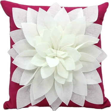 Flower Pillow, Decorative Throw Pillow, 17” Square Flower Pillows, 3D Effect with Dual Colors, Soft & Comfortable Fabric, Elegant Handmade, Perfect for Home, Hotel, Lobby