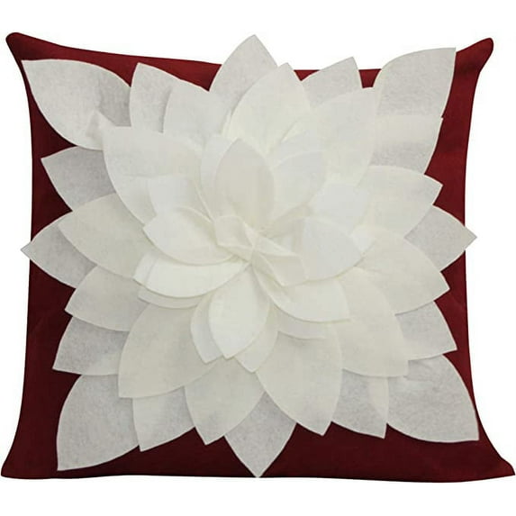 Flower Pillow - Decorative Throw Pillow – 17” Square Flower Pillows – 3D Effect with Dual Colors – Soft & Comfortable Fabric – Elegant Handmade – Perfect for Home