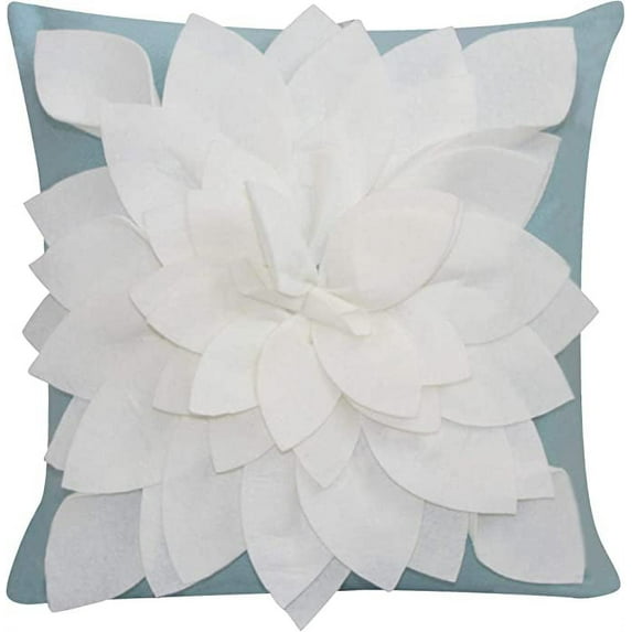 Flower Pillow, Decorative Throw Pillow, 17” Square Flower Pillows – 3D Effect with Dual Colors – Soft & Comfortable Fabric – Elegant Handmade – Perfect for Home
