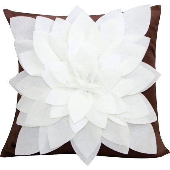 Flower Pillow - Decorative Throw Pillow – 17” Square Flower Pillows – 3D Effect with Dual Colors – Soft & Comfortable Fabric – Elegant Handmade – Perfect for Home
