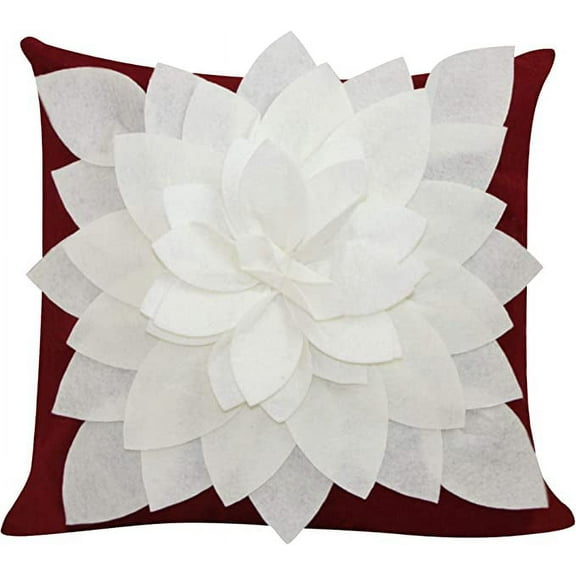 Flower Pillow - Decorative Throw Pillow – 17” Square Flower Pillows – 3D Effect with Dual Colors – Soft & Comfortable Fabric – Elegant Handmade – Perfect for Home