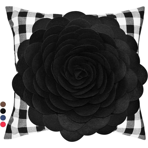Flower Pillow Decorative Throw Pillow 3D Rose – Vintage Flower Pillow for Living Room, Bedroom, Sofa