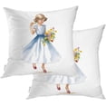 thumbnail image 1 of Flower Pillow Spring Pillow Cases, Summer Pillow Covers 16X16 Victorian Woman Home Décor Country Pillow Covers Digital Blended Hidden Zipperl Decorative Sofa Cover for Hair Skin Square 2 Pcs, 1 of 7