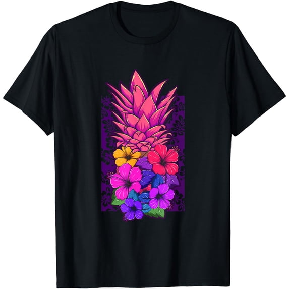 Flower Pineapple Hawaiian Shirt Hawaii Maui Luau Aloha Beach T-Shirt