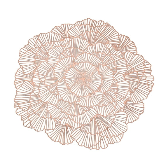 Flower Placemat, Washable Placemat Wedding Flower Hollow Table Mat Metal Vinyl Placemats Non Slip Placemat