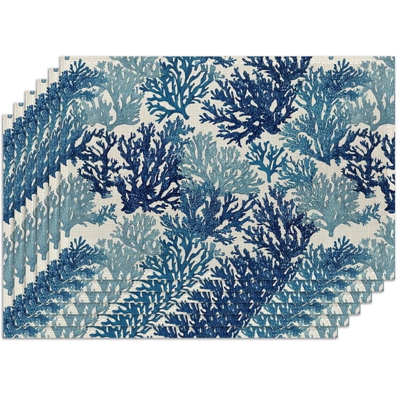Flower Placemats, Set of 6 Spring Floral Heat-Resistant Fabric Placemats,Decorative Table Mats for Dining Room Kitchen Party Holiday 12x18 Inch