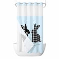 thumbnail image 1 of Flower Plaid Bunny No Hooks Shower Curtain with Snap-in Liner Spring Rabbit Blue Shower Curtains for Bathroom, Waterproof, Easy Install, Washable 36"x78", 1 of 9