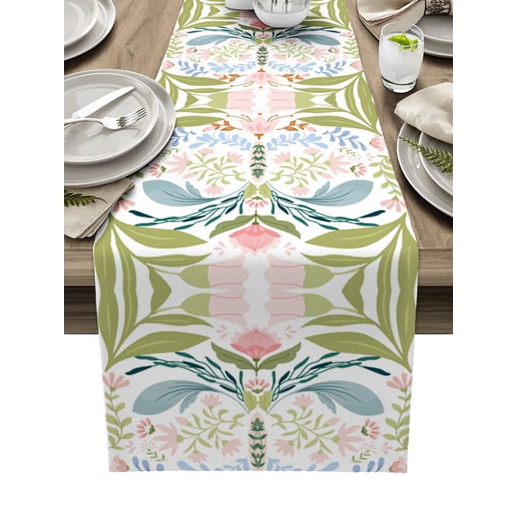 Flower Plant Rose Table Runner Home Wedding Decor Table Flag Mat Table Centerpieces Decoration Party Dining Long Tablecloth