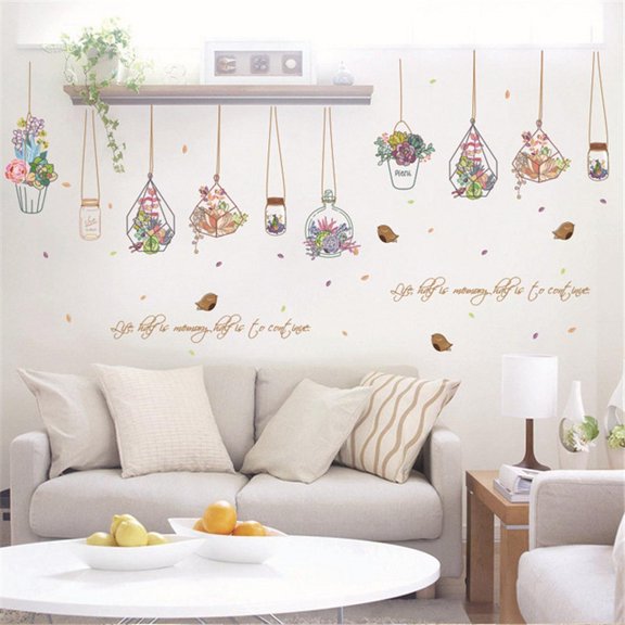 Flower Plants Chlorophytum Removeable Wall Stickers Decorative Sticker~ LQM AL