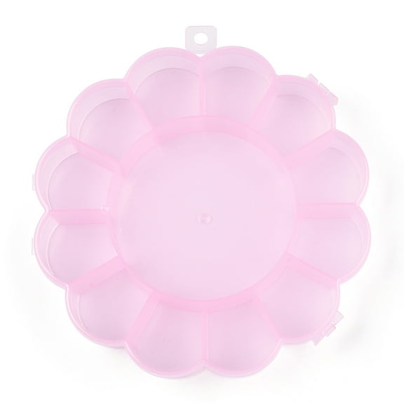 Flower Plastic Bead Storage Containers 13 Compartments Pink 15.5x15.5x2.5cm DIY