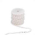 thumbnail image 1 of Flower Plastic Imitation Pearl Beaded Trim Garland Strands with Spool Glass Rhinestones for Wedding White 9x3mm 10yards/roll, 1 of 7
