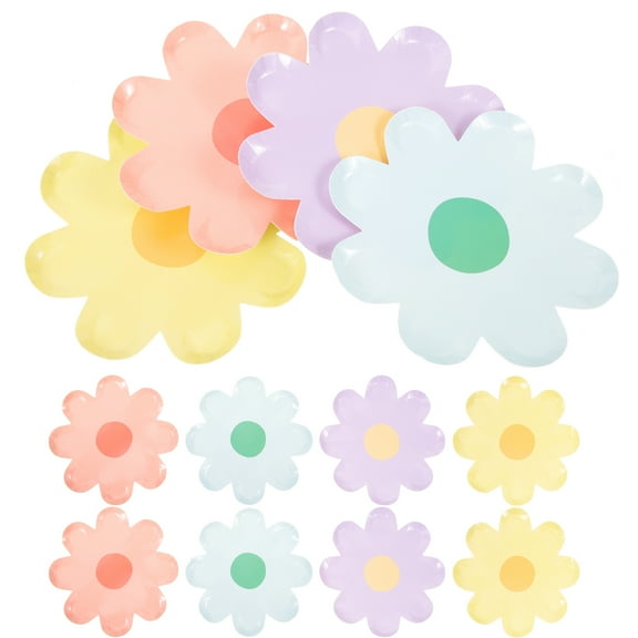 Raindrops Elegant Disposable Flower Plates Paper Material for Parties 40Pcs