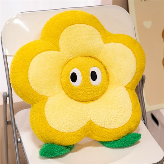 Flower Plush Throw Pillow Soft Petal Decorative Floor Cushion for Bedroom and Aesthetic Living Room Decor 16" Yellow