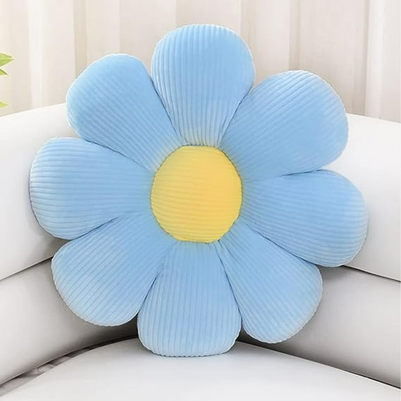 Flower Plush Throw Pillow Soft Plant Sunflower Chair Cushion Living Bedroom Home Decorative Pillows Gifts，Blue